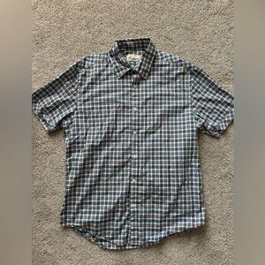 Men’s California Blue and White Plaid Button Down Shirt- Size Large